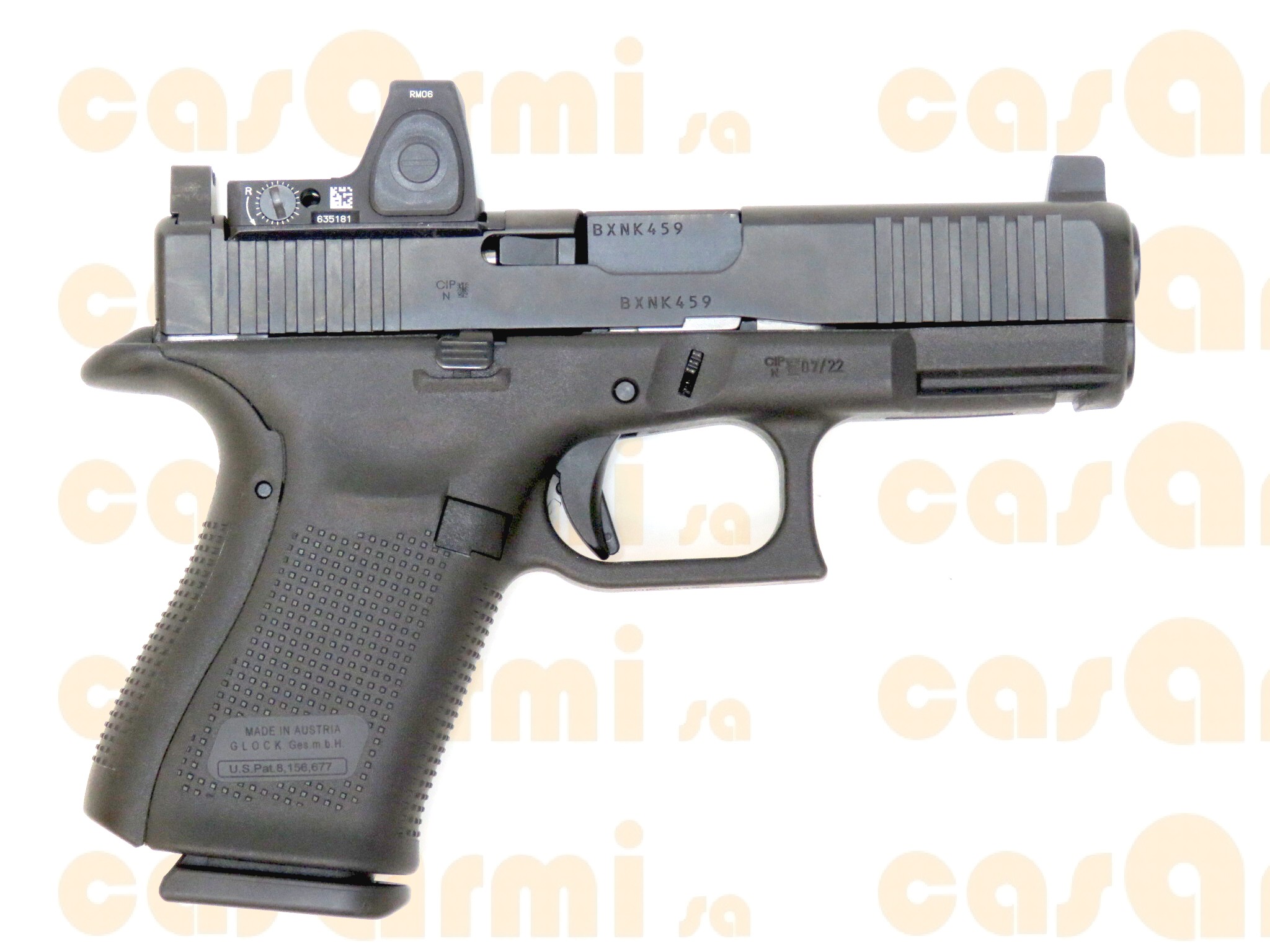 Glock mod. 19 Gen 5, con ottica Trijicon, scatola originale 9 Para